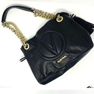 Valentino Black Tote with chain. Leather